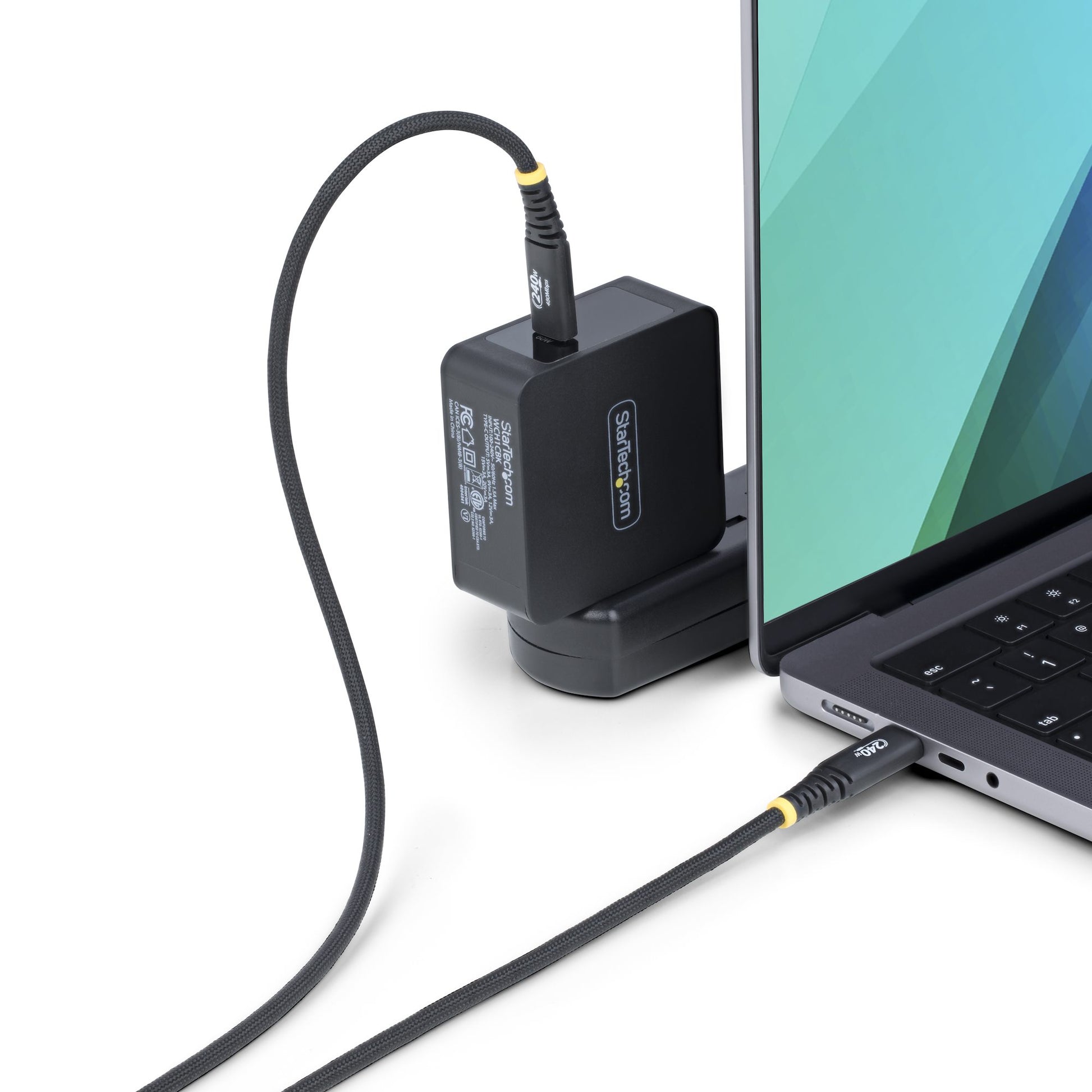 StarTech.com USB-C auf USB-C Kabel – USB 2.0 (480 Mbit/s) – 3 m – PD 240 W – Geflochten, Silikon – Schwarz
