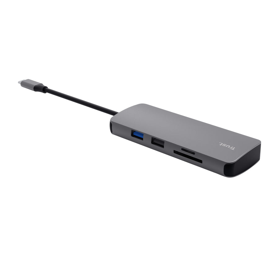 Trust Dalyx 8-in-1 Multiport-Adapter – für Chromebooks, USB-Port, silber