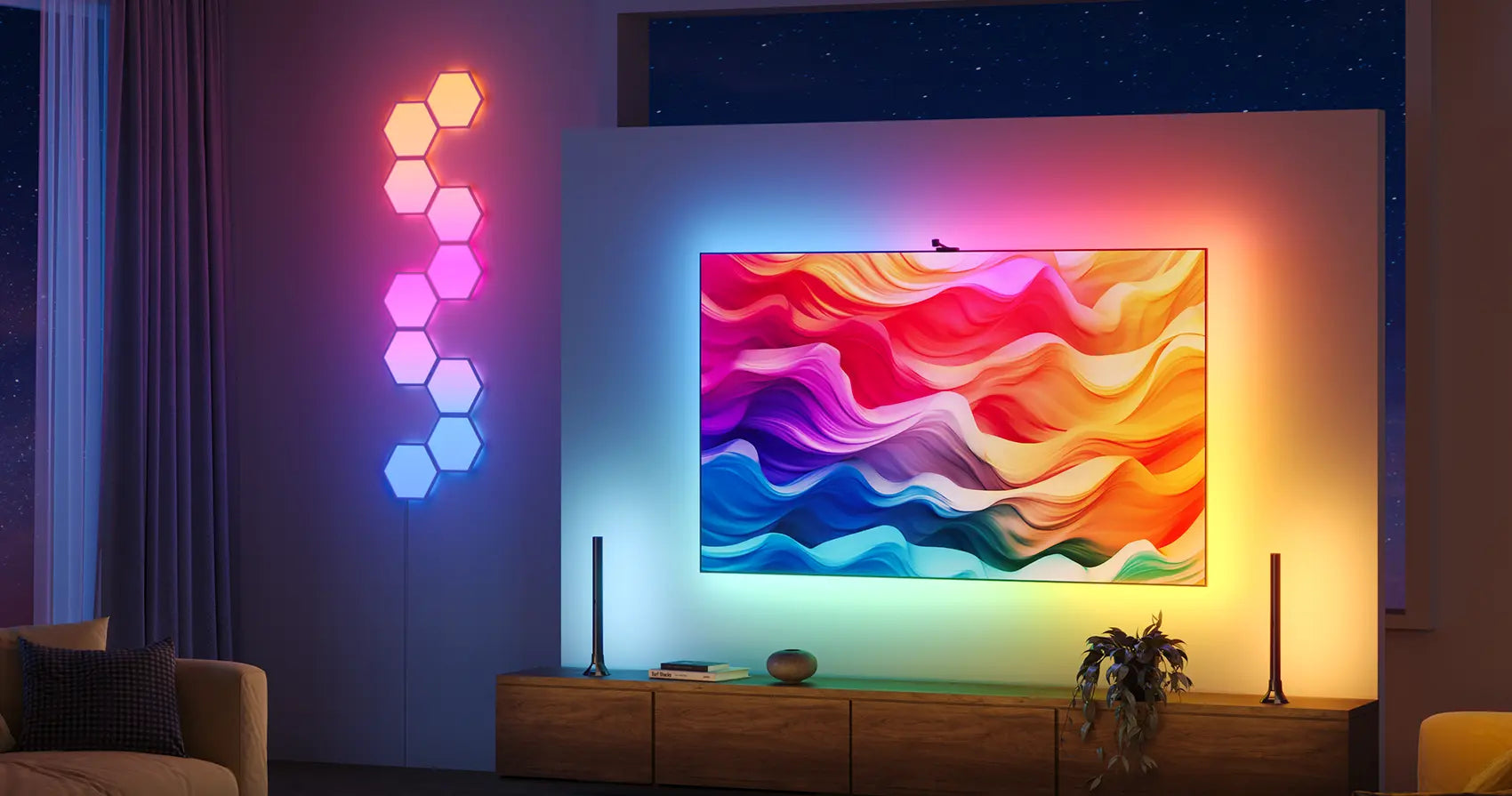 Govee Envisual H6098 TV-Backlight-Set – RGBIC, Wi‑Fi + Bluetooth – für 55–65" TVs – Schwarz