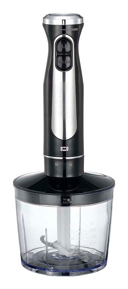 Melissa Stabmixer 16210069 – 0,7 l, Zerkleinerer 0,5 l, 600 W – Schwarz/Edelstahl