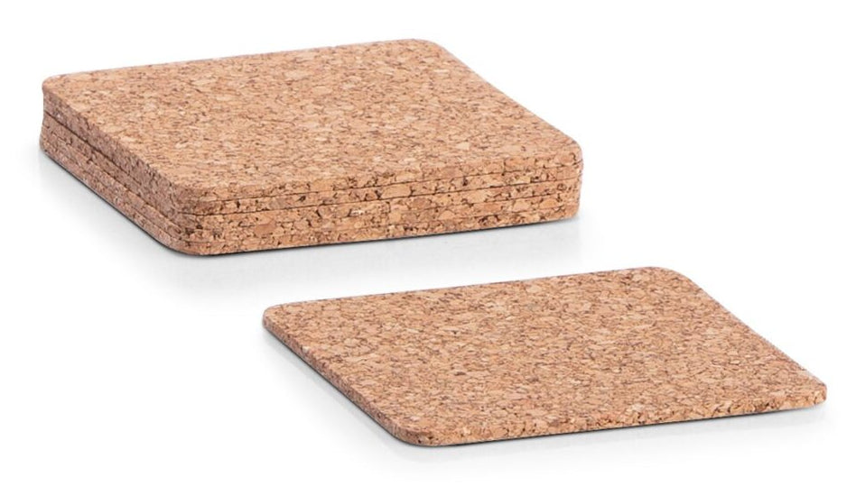 Zeller Present Glasuntersetzer – 6er Set, 9,5 × 9,5 × 0,3 cm, Kork, Braun, für Gläser
