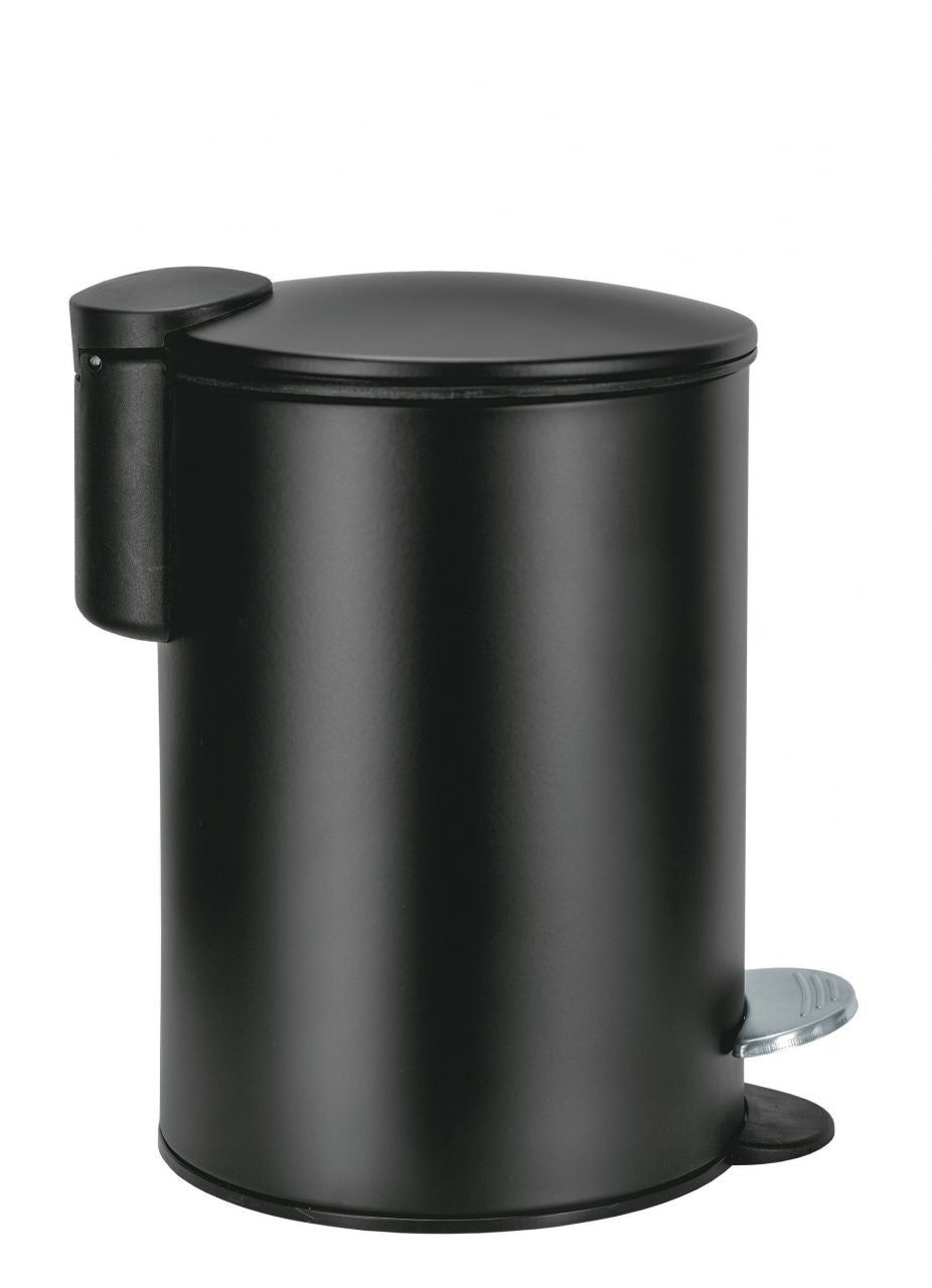 Kleine Wolke Treteimer Silence – 3 l – Metall, rund – schwarz – Soft-Close, mit Innenkübel