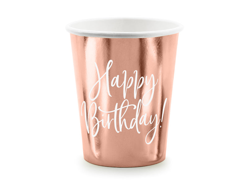 PartyDeco Becher, Papier – 2,6 dl, Roségold – 6 Stk.