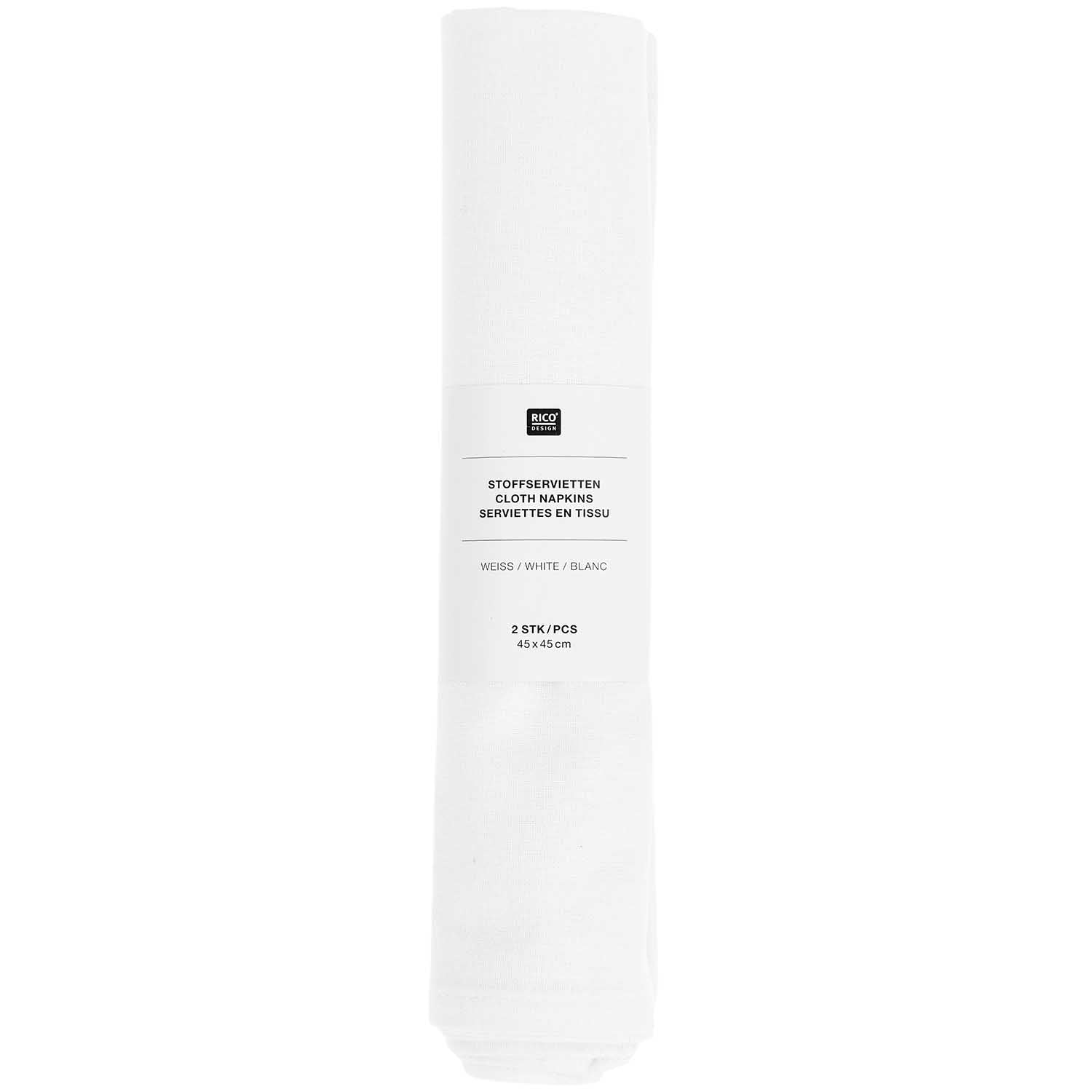Rico Design Stoffserviette Weiss – 45 × 45 cm, Baumwolle – 2-er-Set