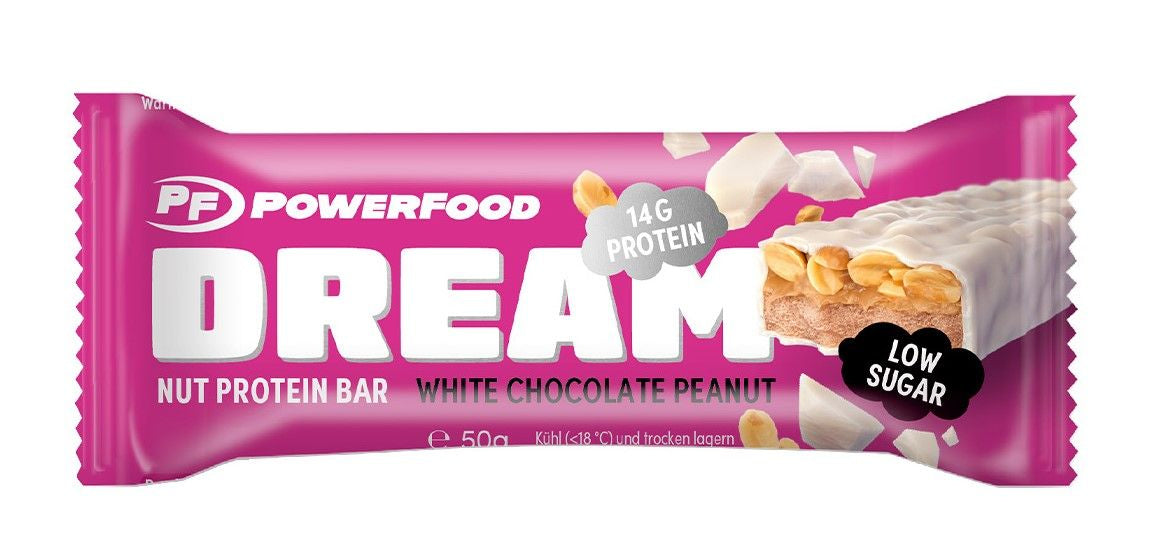 PowerFood Dream Nut Protein-Riegel – Weisse Schokolade & Erdnuss – 12 × 50 g