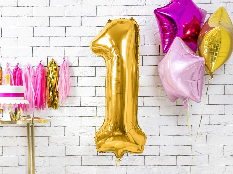 PartyDeco Folienballon Zahl 1 – Gold – 86 cm – Folie – 1 Stück