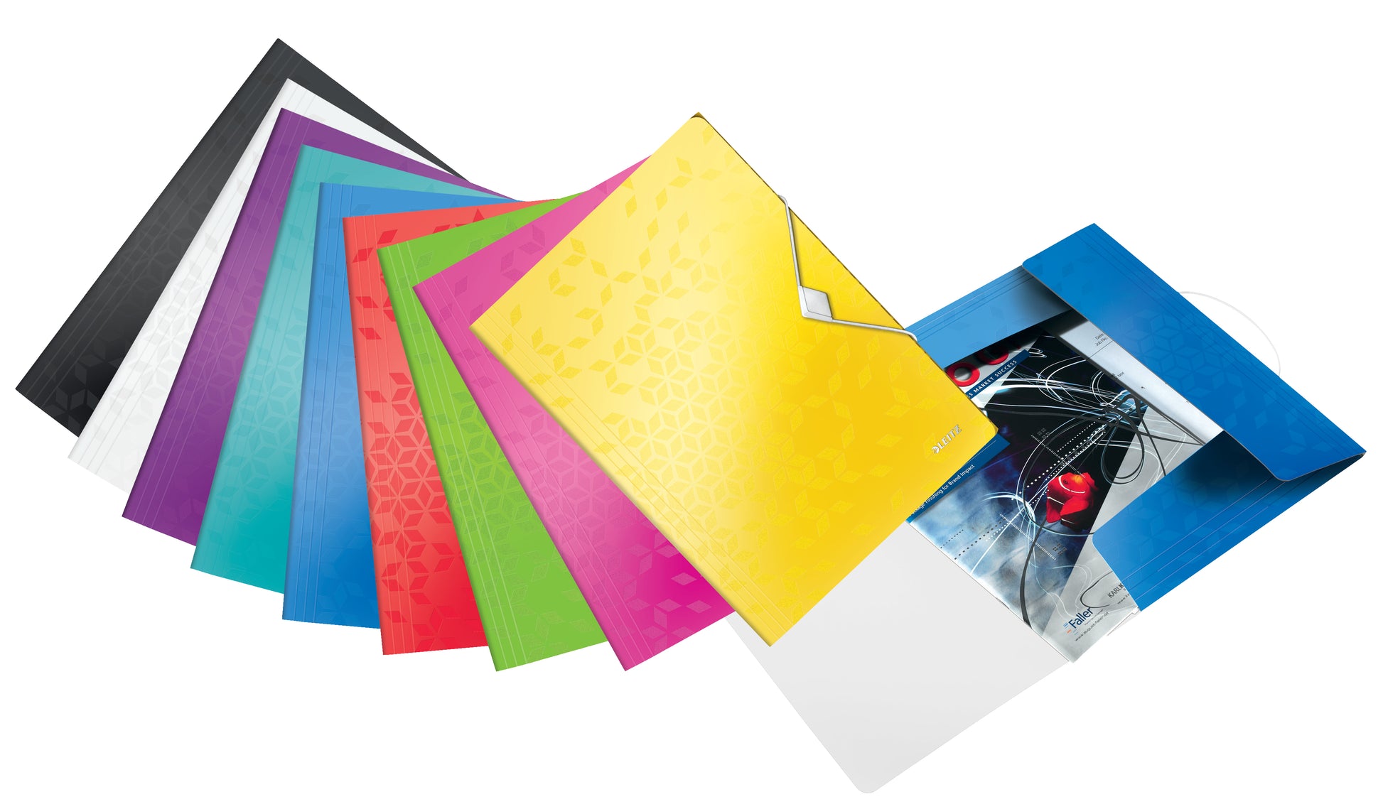 Leitz WOW Gummibandmappe A4 – Gummiband, Polypropylen (PP), Schwarz, 3 Klappen, bis 150 Blatt