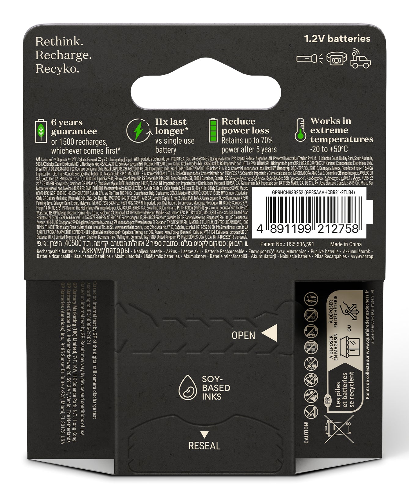 GP Batteries AAA Akkus, NiMH, 800 mAh, 1,2 V – 4 Stk.