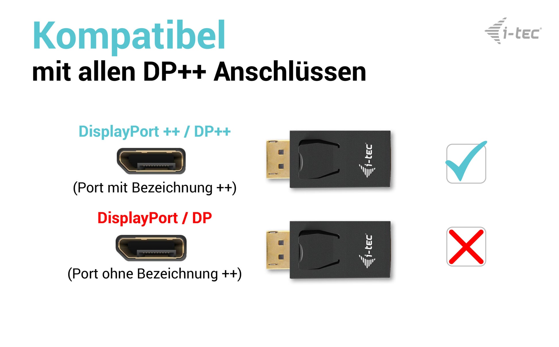 i-tec Adapter DisplayPort zu HDMI – 4K (3840 × 2160) @ 30 Hz, passiv, Plug & Play, Schwarz
