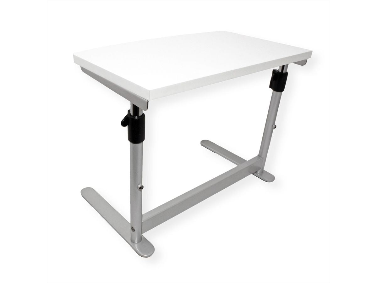 ROLINE Höhenverstellbarer Tisch, 50 × 30 cm, manuell, 39–49 cm, 10 kg, lichtgrau/weiss, Metallgestell