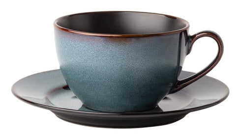 Lunasol Kaffeetasse – 8-teiliges Set, 220 ml, Ø 15,5 cm, Steingut, Dunkelblau, spülmaschinenfest