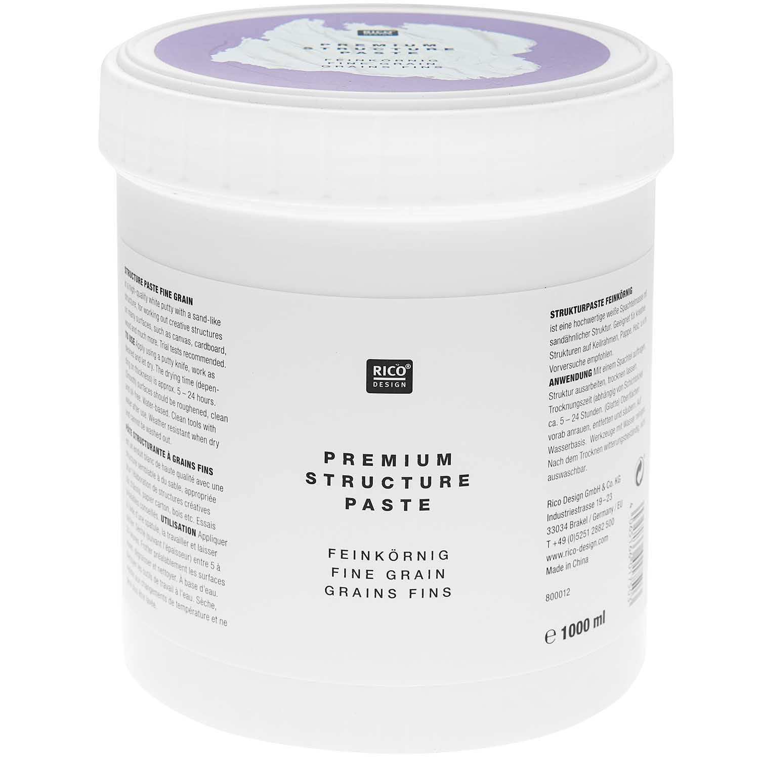 Rico Design Rico ART Premium Strukturpaste – Weiss, 3D-Effekt – 1 l