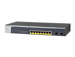 NETGEAR GS510TPP – Managed L2/L3/L4 Switch – 8× 1G, 2× SFP, PoE+, PoE-Budget 190 W, 19"