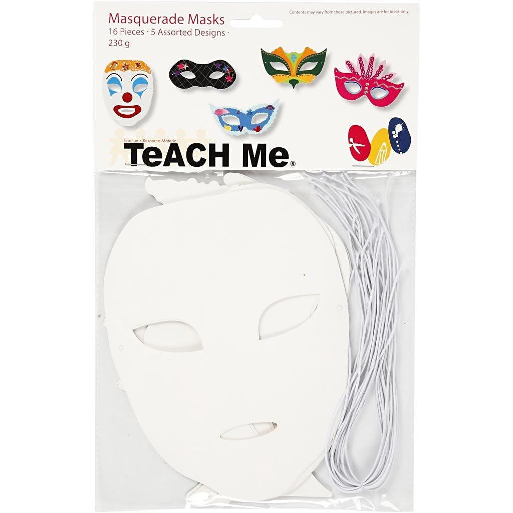 Creativ Company Halbgesichtsmaske, Karton, Weiss, 230 g, 16 Stk., Diverse, UKCA, CE, 95216