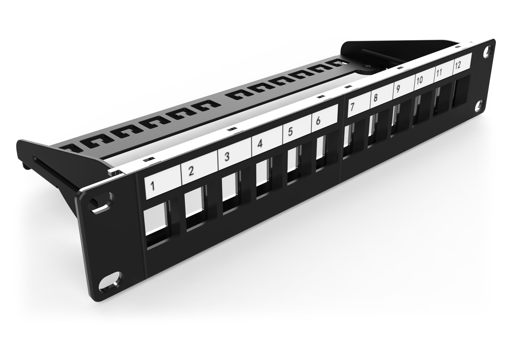 Digitus Patchpanel – 12-Port, 1U, Rackeinbau, Schwarz