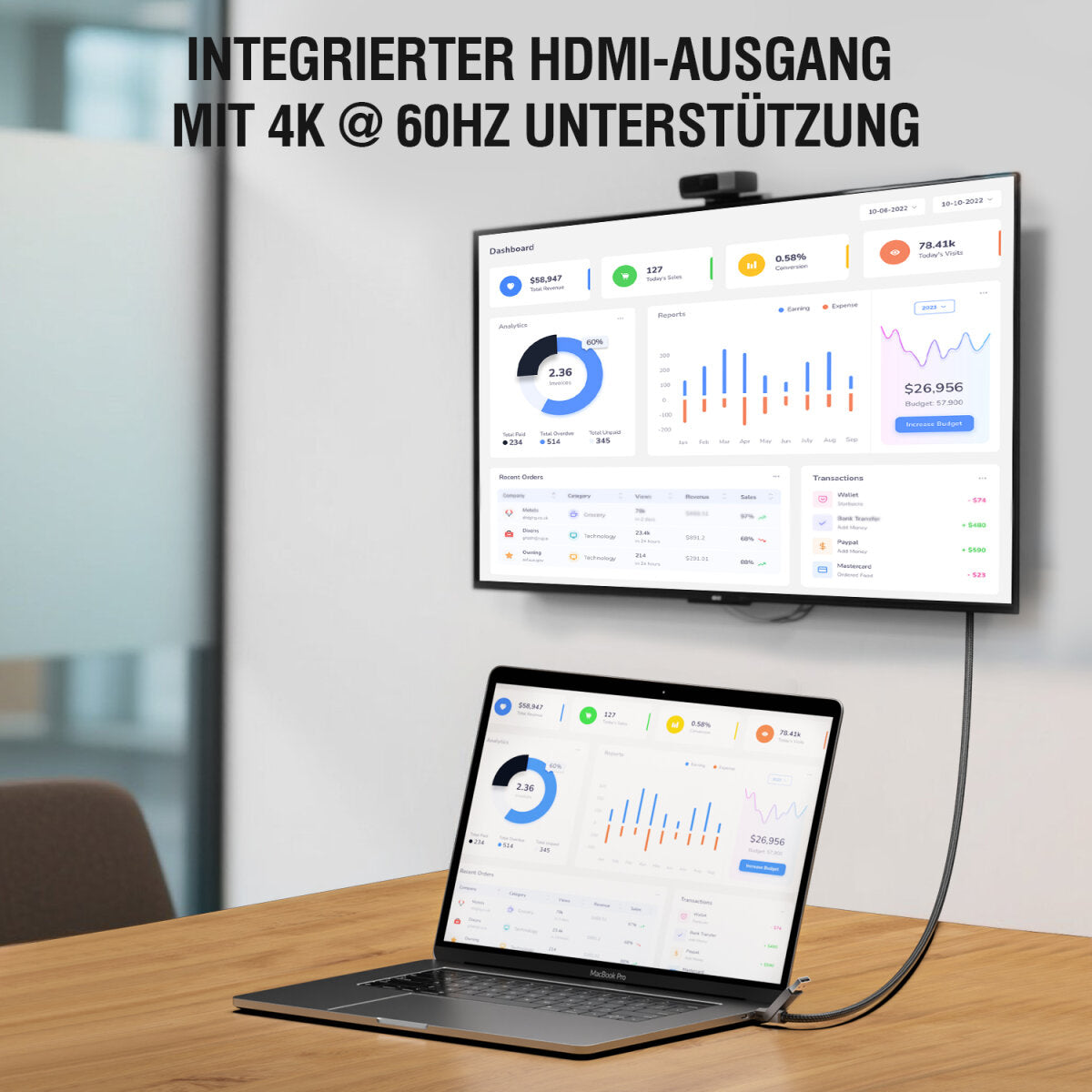 4smarts HDMI-Kabel, USB-A – für Universal, Schwarz