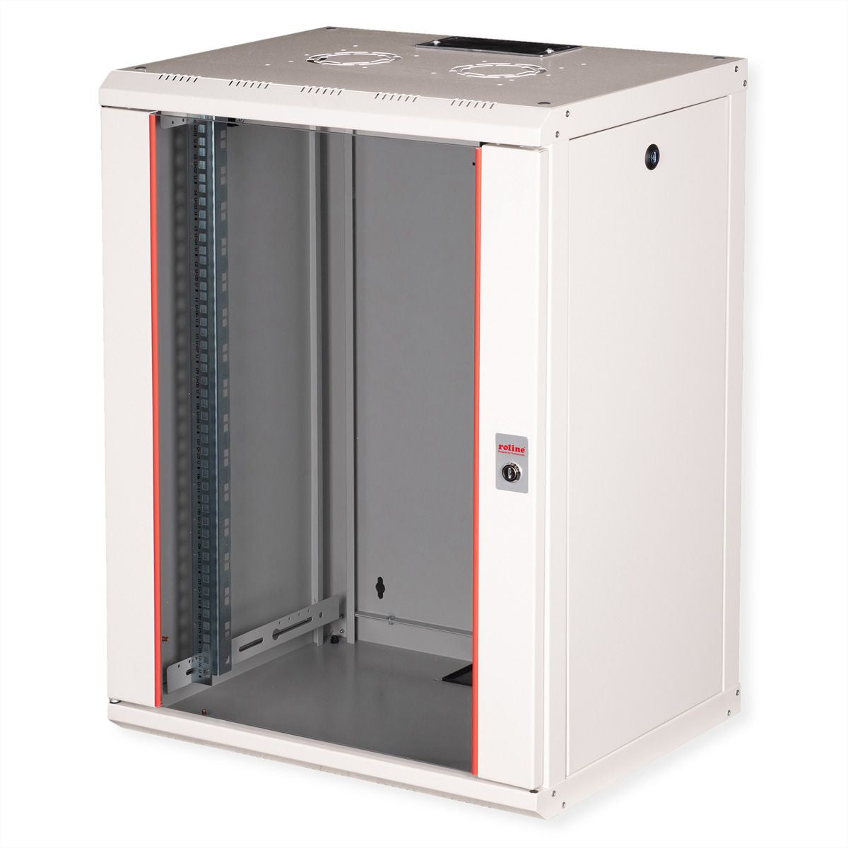 ROLINE Pro – 19" Wandverteiler 16U, IP20, abschliessbar, 600 × 450 × 818 mm, lichtgrau, Stahl