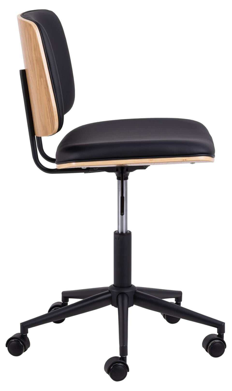 Actona AC Design Bürostuhl Owen – schwarz, Holzrücken