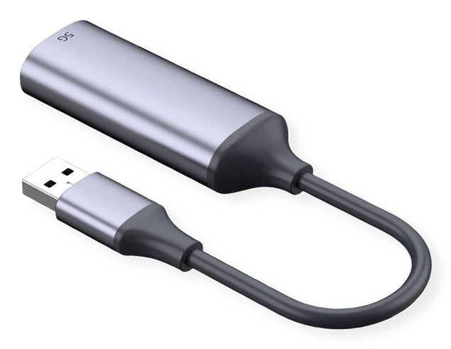VALUE Netzwerkadapter USB-A zu RJ-45 – 5 Gbit/s, USB 3.2 Gen 1, 1 Port, 13 cm