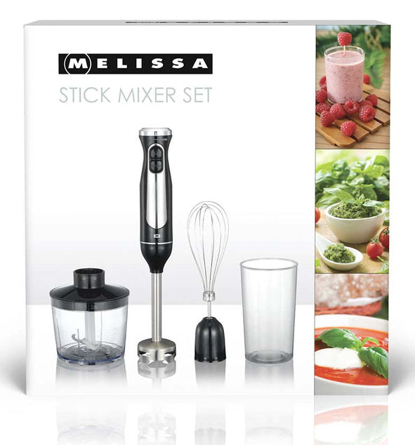 Melissa Stabmixer 16210069 – 0,7 l, Zerkleinerer 0,5 l, 600 W – Schwarz/Edelstahl