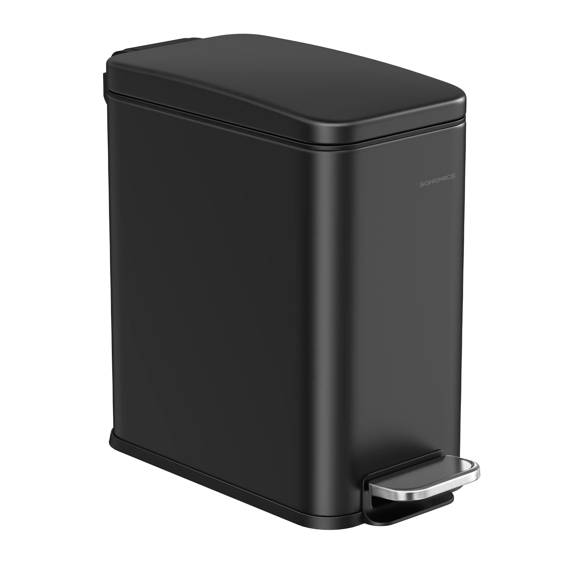 Songmics Tisch-Abfallbehälter – 5 l, mit Deckel, Stahl, schwarz – B × H × T 144 × 290 × 299 mm