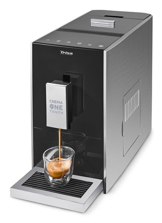 Trisa Crema One Touch 6220.4245 Kaffeevollautomat – 1,2 l, 130 g Bohnenbehälter, 19 bar, schwarz/silber