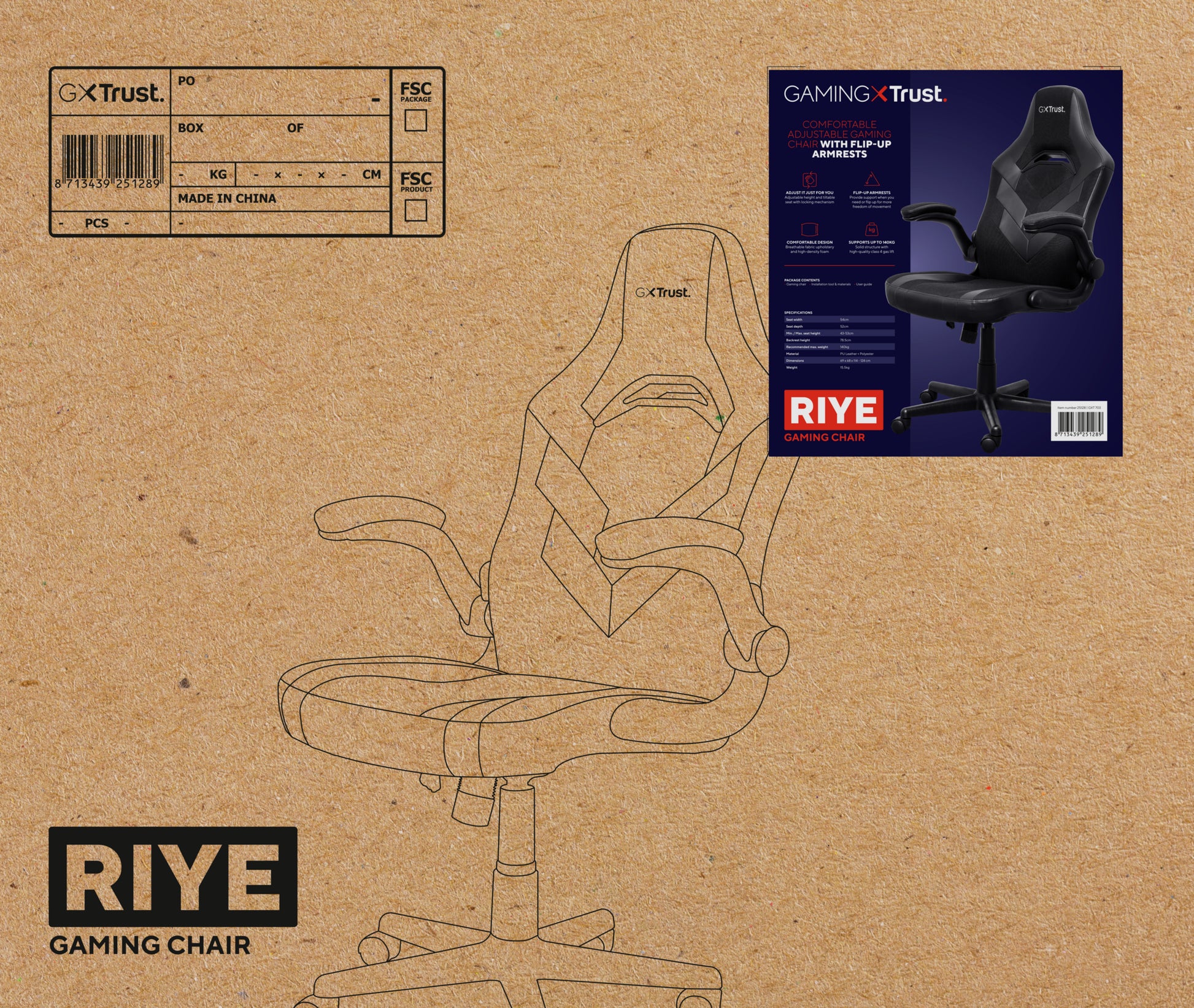 Trust Konferenzstuhl GXT703B Riye – 54×52×78 cm, schwarz