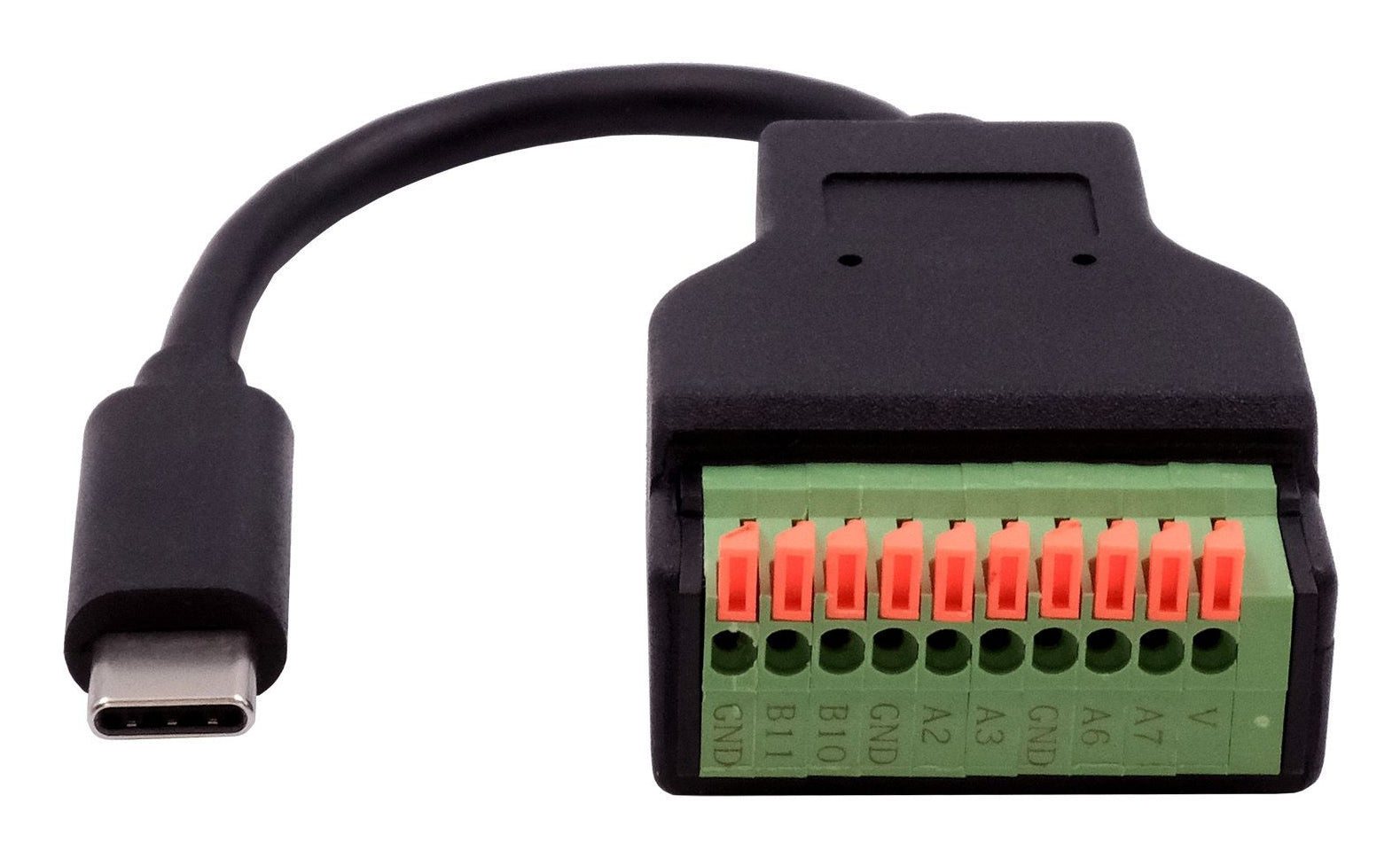 EXSYS EX-49124 Adapter USB-C zu 10-poligem Terminalblock – USB 3.2 Gen 1 (5 Gbit/s), 0,15 m, Schwarz
