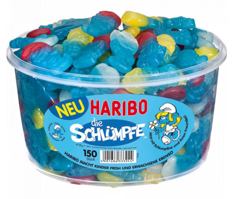 Haribo Veggie Schlümpfe Gummibonbons – Zitrone, Himbeere, Erdbeere – 150 Stück, 1,35 kg