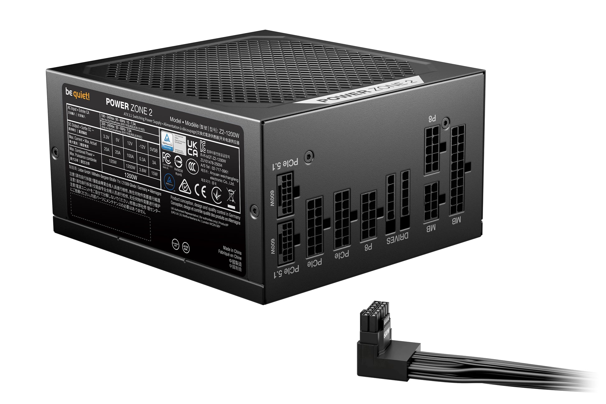 be quiet! be quiet POWER ZONE 2 ATX-Netzteil 1200 W 80 PLUS Platinum – vollmodular, ATX 3,1, EPS 2,92, 12VHPWR