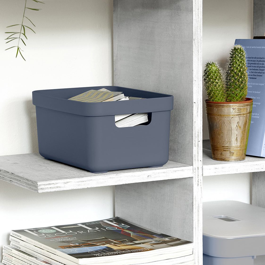 Sigma home Aufbewahrungsbox 5 L (ohne Deckel) – Kunststoff – Dunkelblau – mit Griff