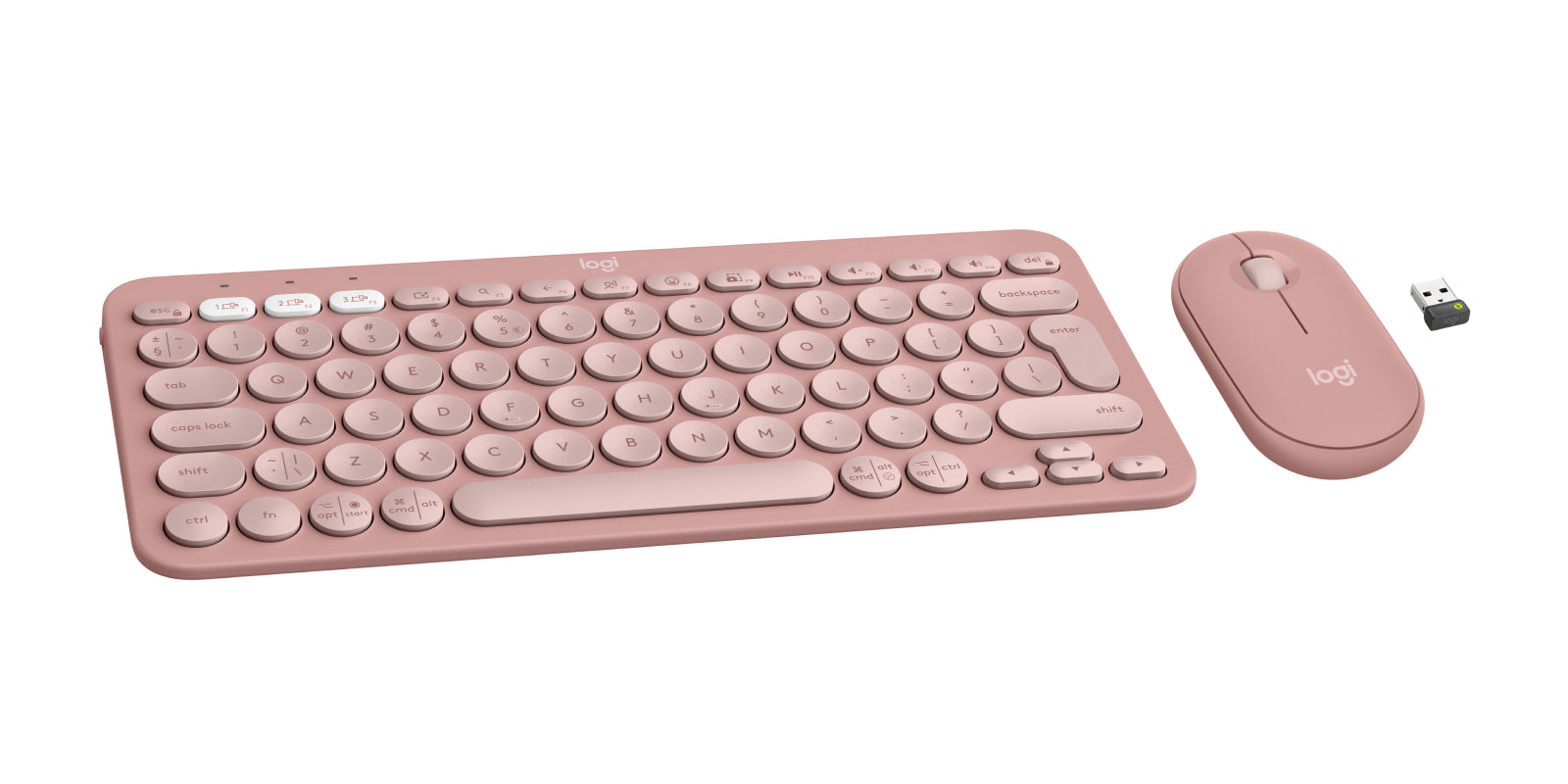 Logitech Pebble 2 Combo – Tastatur- und Maus-Set – QWERTY (US Int.) – RF + Bluetooth, Mini, Scherenschalter, Pink