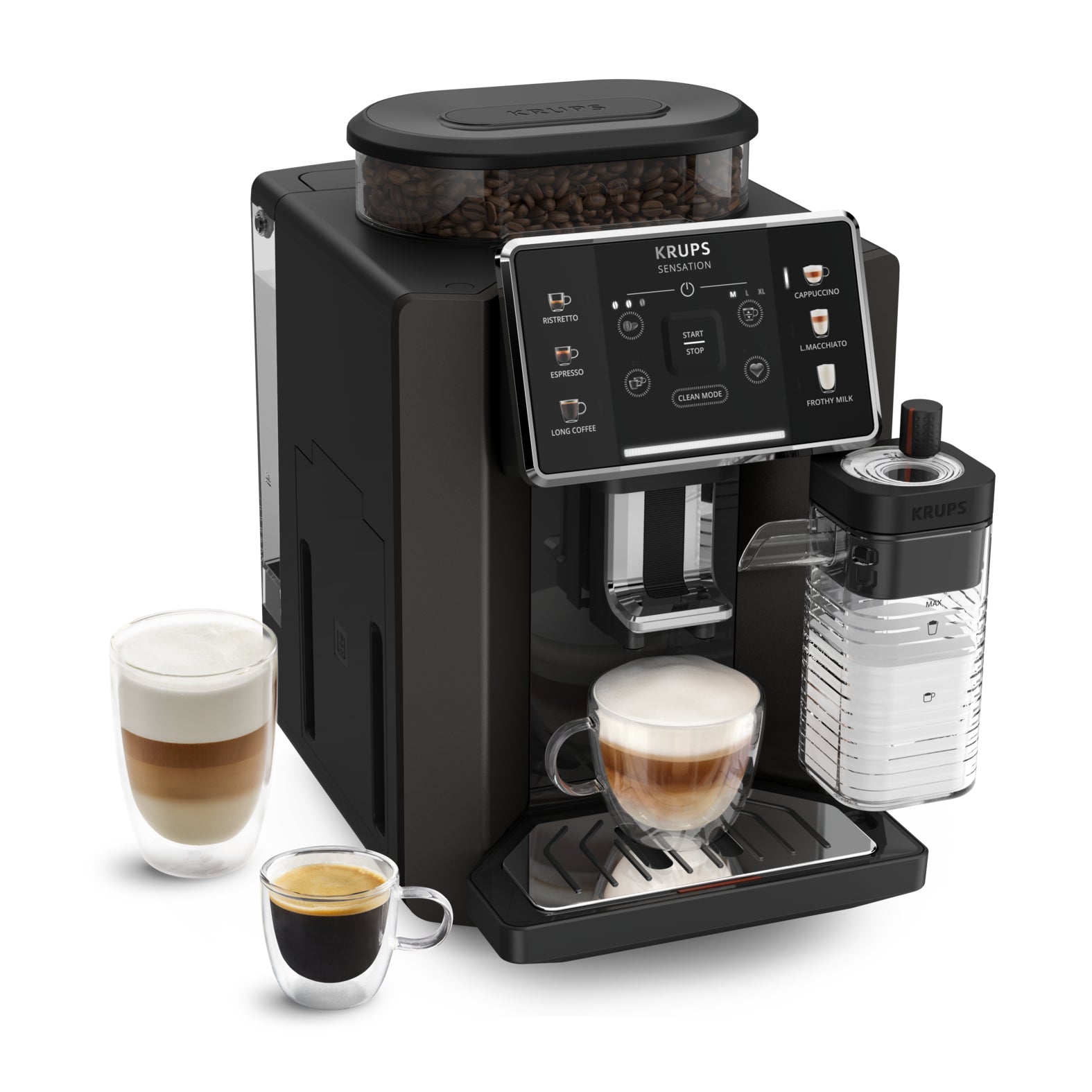 Krups Sensation Milk M50 EA9129 Kaffeevollautomat – 1,7 l, 260 g Bohnenbehälter, 15 bar, Milchaufschäumer