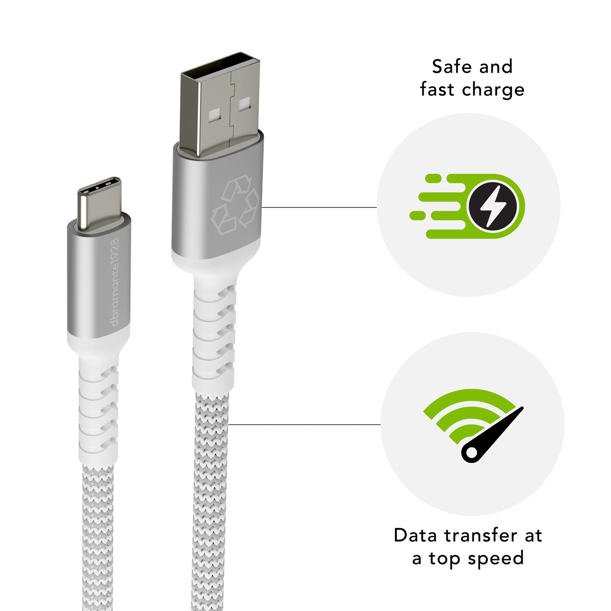 dbramante1928 USB-A auf USB-C Kabel – USB 2.0 (480 Mbit/s) – 1,2 m – Weiss