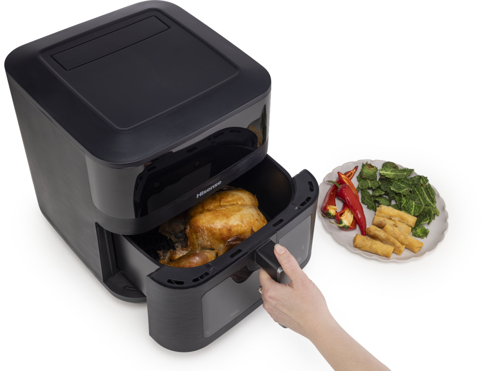 Hisense Heissluftfritteuse HAF2100DCD – 7,7 l, 10 Programme, 2100 W – schwarz