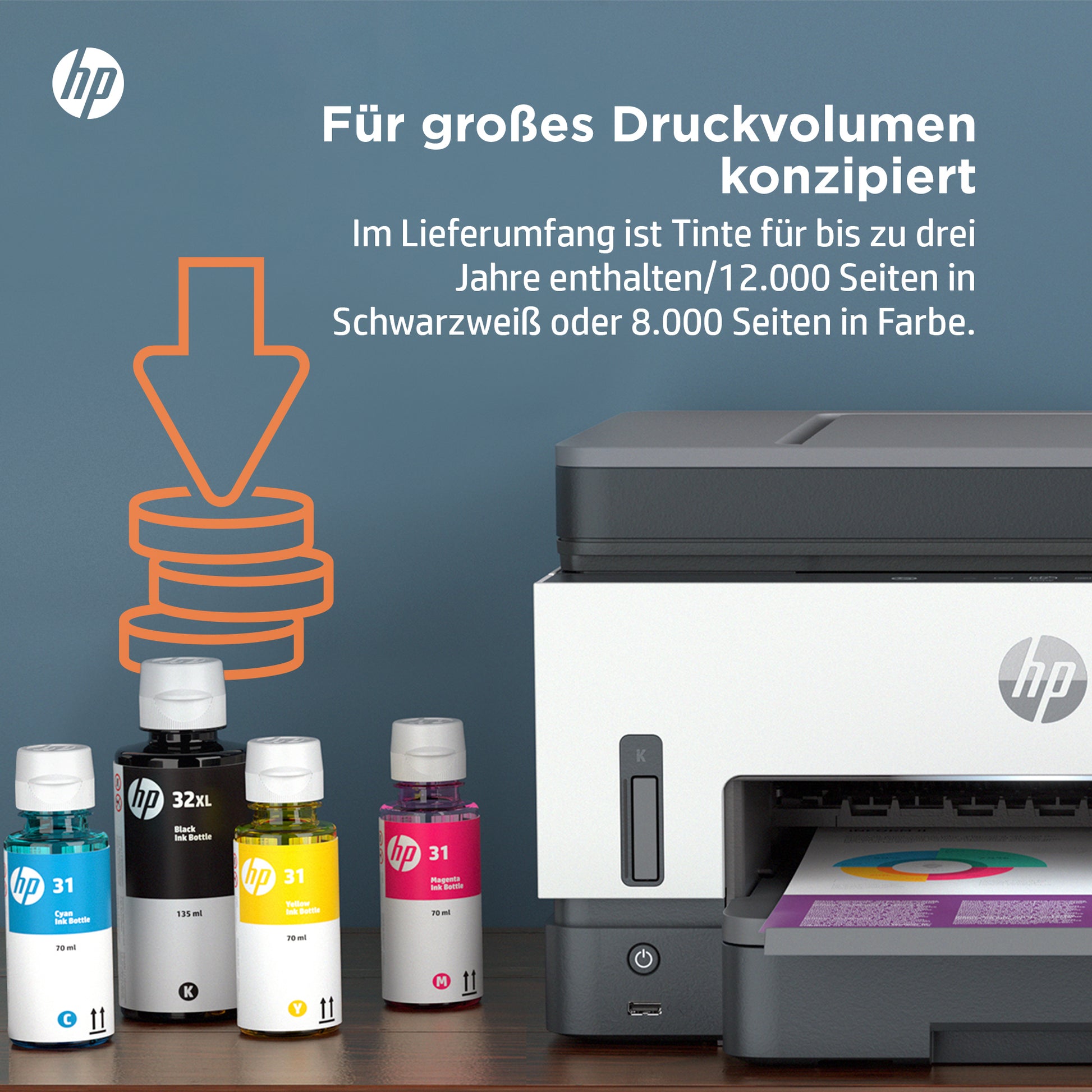 HP SMART TANK 7605 – Farbiger Tintenstrahl-MFP A4, 3-in-1 – 28 S./Min. S/W