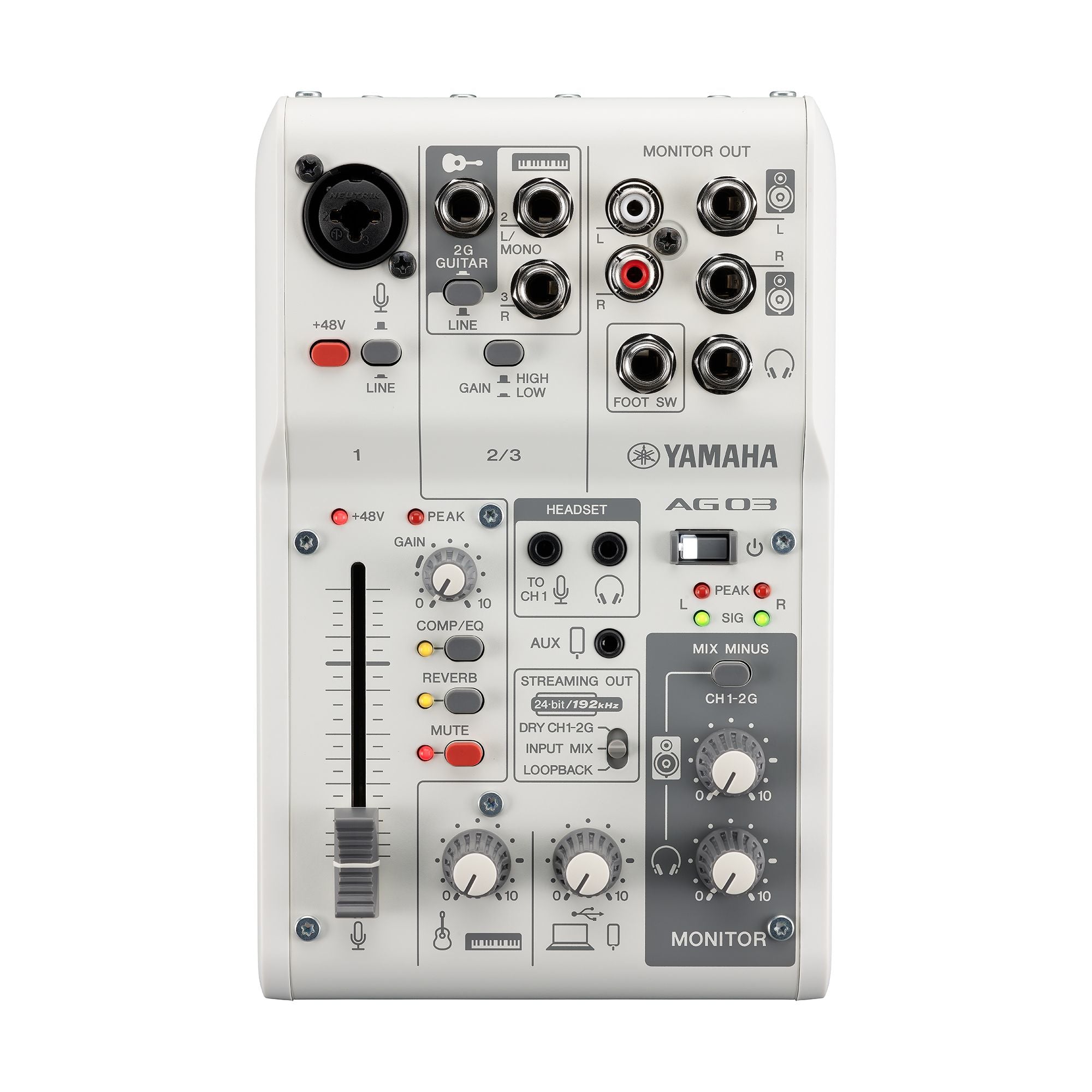 Yamaha AG03 MK2 White – 3 Kanäle, Phantomspeisung 48 V