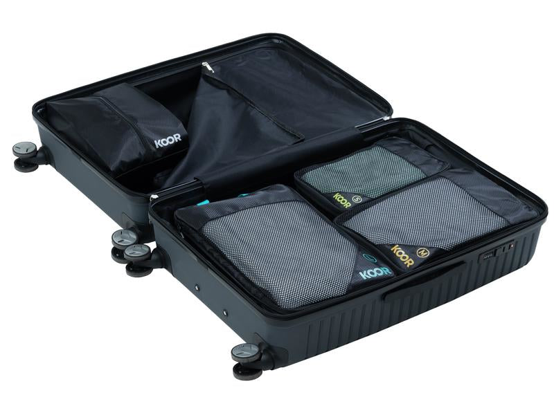 KOOR Packhilfen-Set Goora – mit Tragegriff, Reissverschluss – 30 l – Schwarz – Polyester – 4-teilig