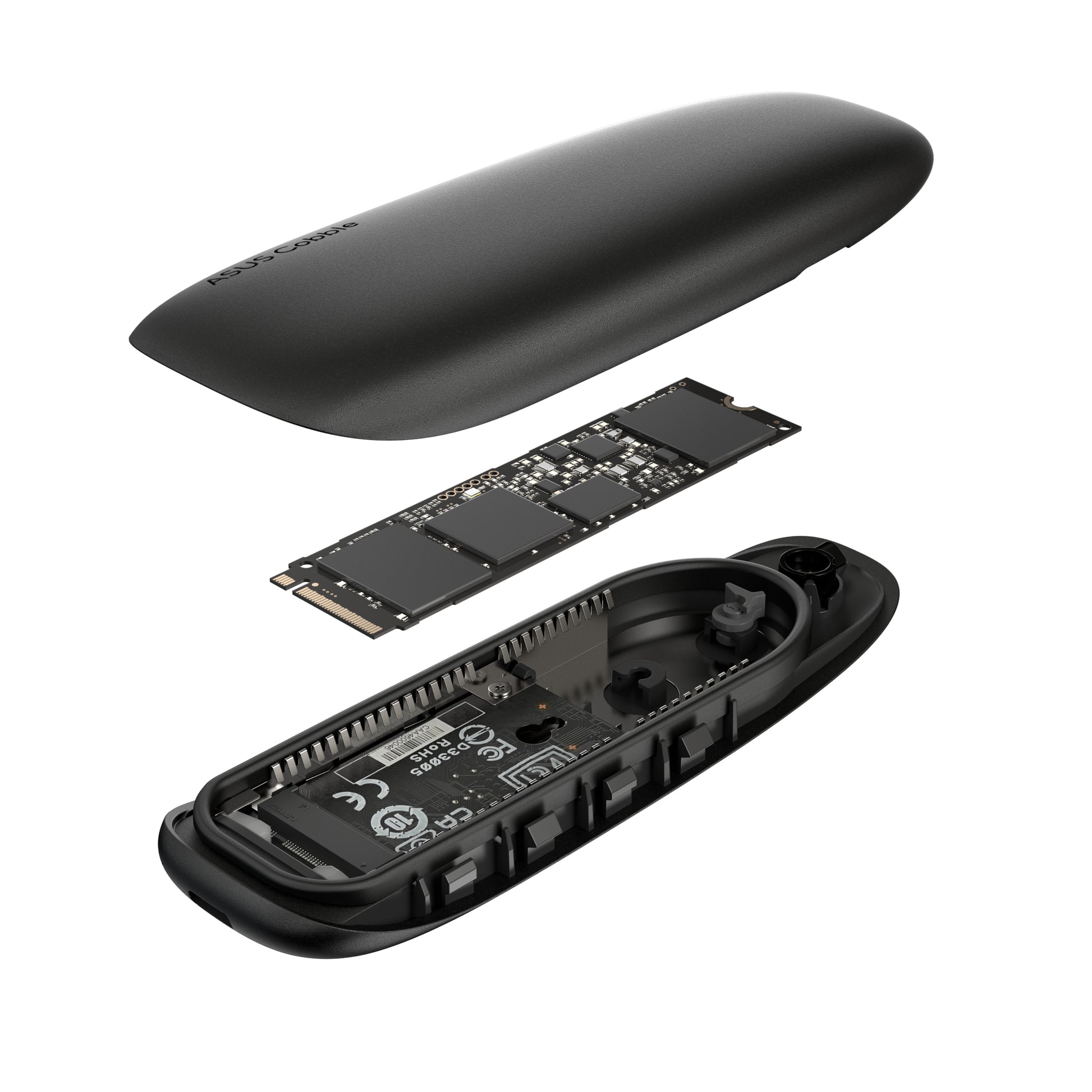 ASUS COBBLE Black – 1-Bay SSD-Gehäuse – USB-C 3,2 Gen 2, für M.2 42/60/80 mm, NVMe/SATA