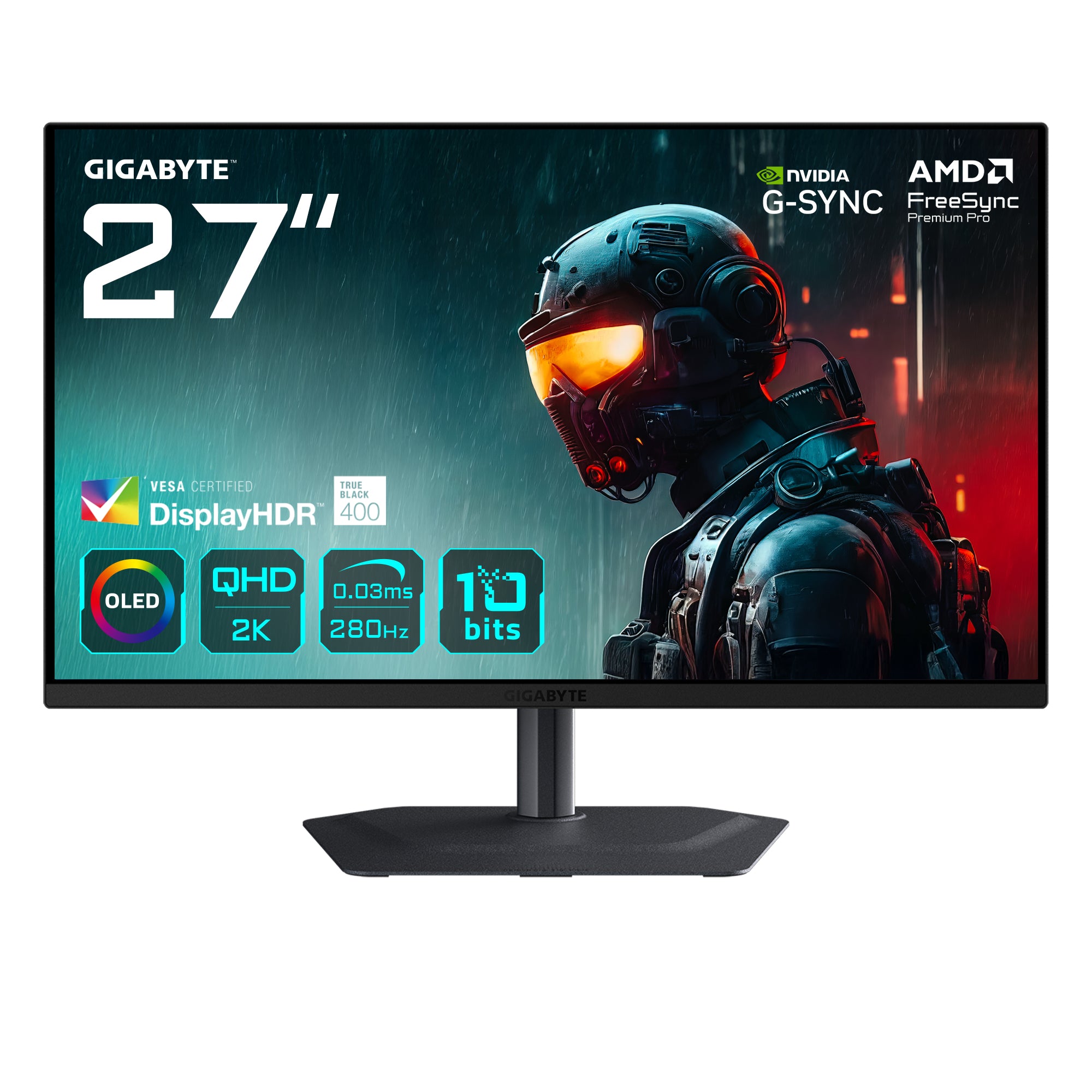 GIGABYTE MO27Q2A – 27", 2560 × 1440 (WQHD), OLED, 280 Hz, USB‑C 18 W, DisplayHDR True Black 400