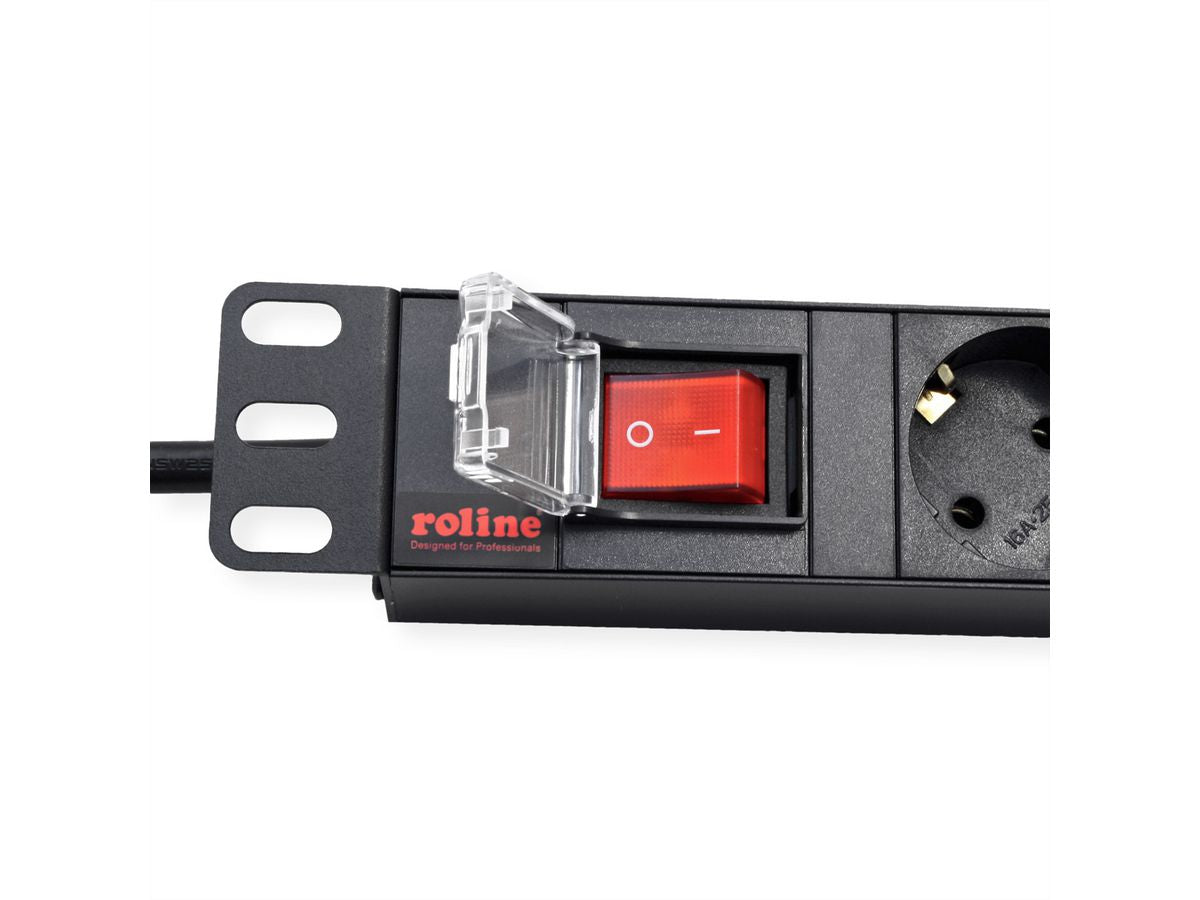 ROLINE Rack-PDU – 1U, 8× Schuko (Typ E/F), 2 m, mit Schalter, 250 V/16 A, schwarz