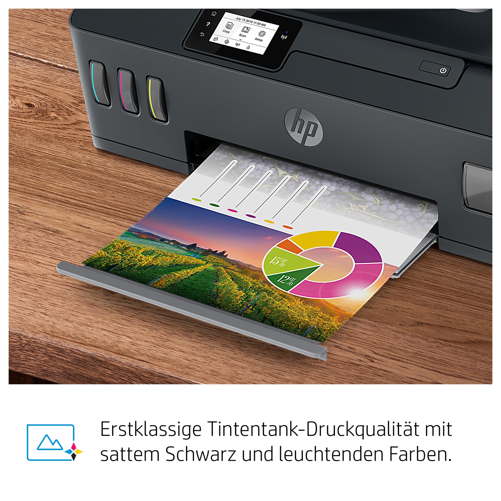 HP Smart Tank Plus 655 – Farbiges Tintenstrahl-MFP A4, 4-in-1 – USB/WLAN – Duplex, ADF – 11 S./Min. S/W, 5 S./Min. Farbe