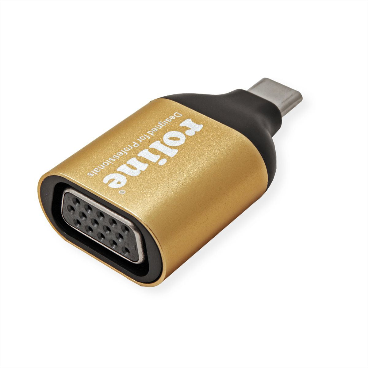 ROLINE USB-C auf VGA Adapter USB 3.2 Gen 1 1080p 60 Hz – Gold – für Geräte mit USB-C (DisplayPort Alt Mode)