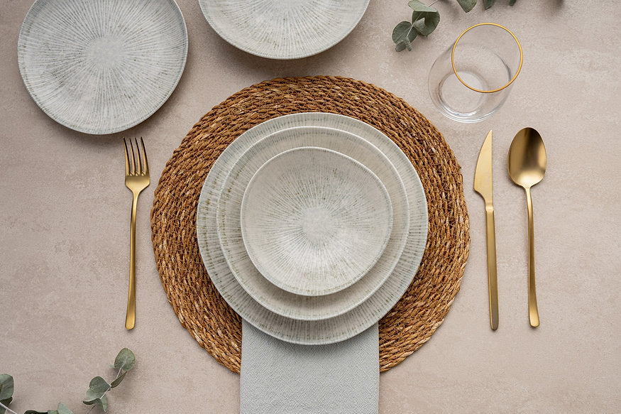 Hermia Geschirr-Set – 24-teiliges Set, Porzellan, Beige, spülmaschinenfest, mikrowellengeeignet