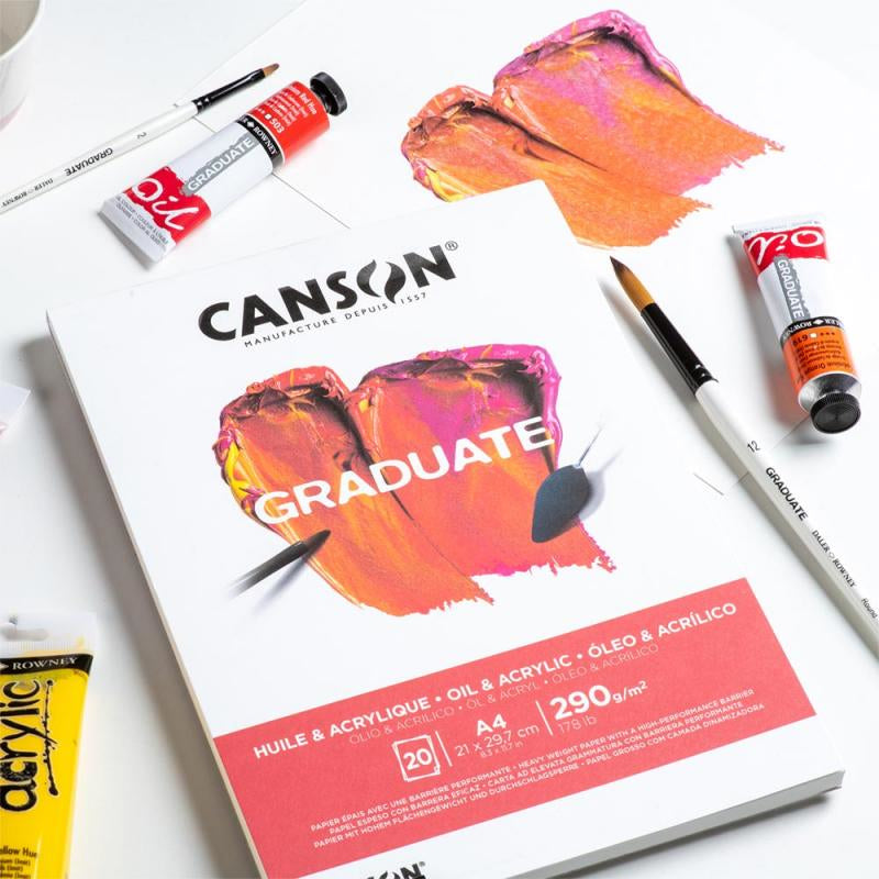 Canson Graduate Mixed Media Block – A3 – 290 g/m² – kurzseitig geleimt – 20 Blatt – weiss – für Acryl & Öl – F