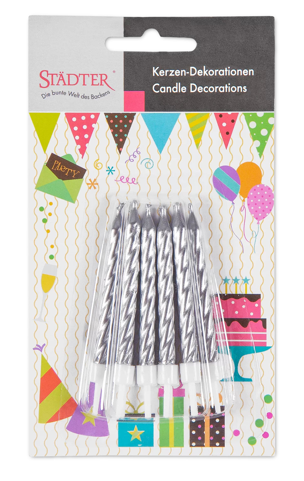Städter Geburtstagskerzen – Silber – 7,5 cm – 10 Stk