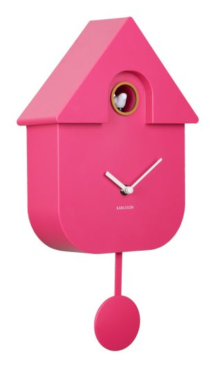 Karlsson Kuckucksuhr – 21,5 × 41 × 8,5 cm, pink, Kunststoff