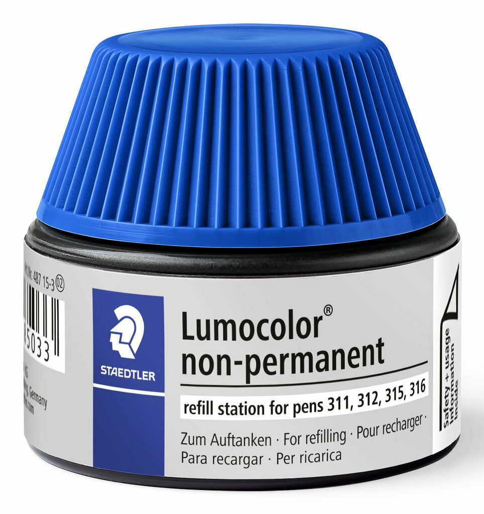 Staedtler Lumocolor non-perm 48715-3 – Nachfüllstation, Blau, 15 ml