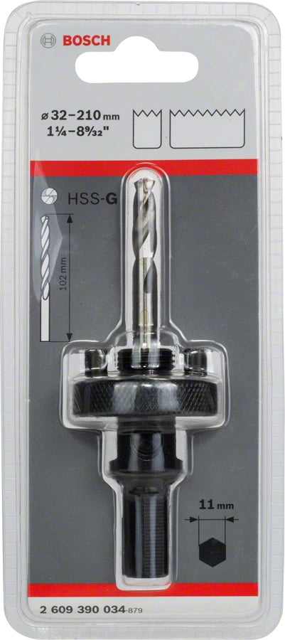 Bosch Professioneller Bit-Adapter 11 × 210 mm HSS 1/4" Vierkantaufnahme – für Lochsägen 32–210 mm – 1 Stk