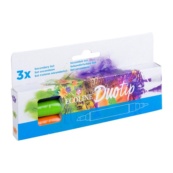 Talens Ecoline Duotip Filzstifte, Doppelspitze – 3 Farben